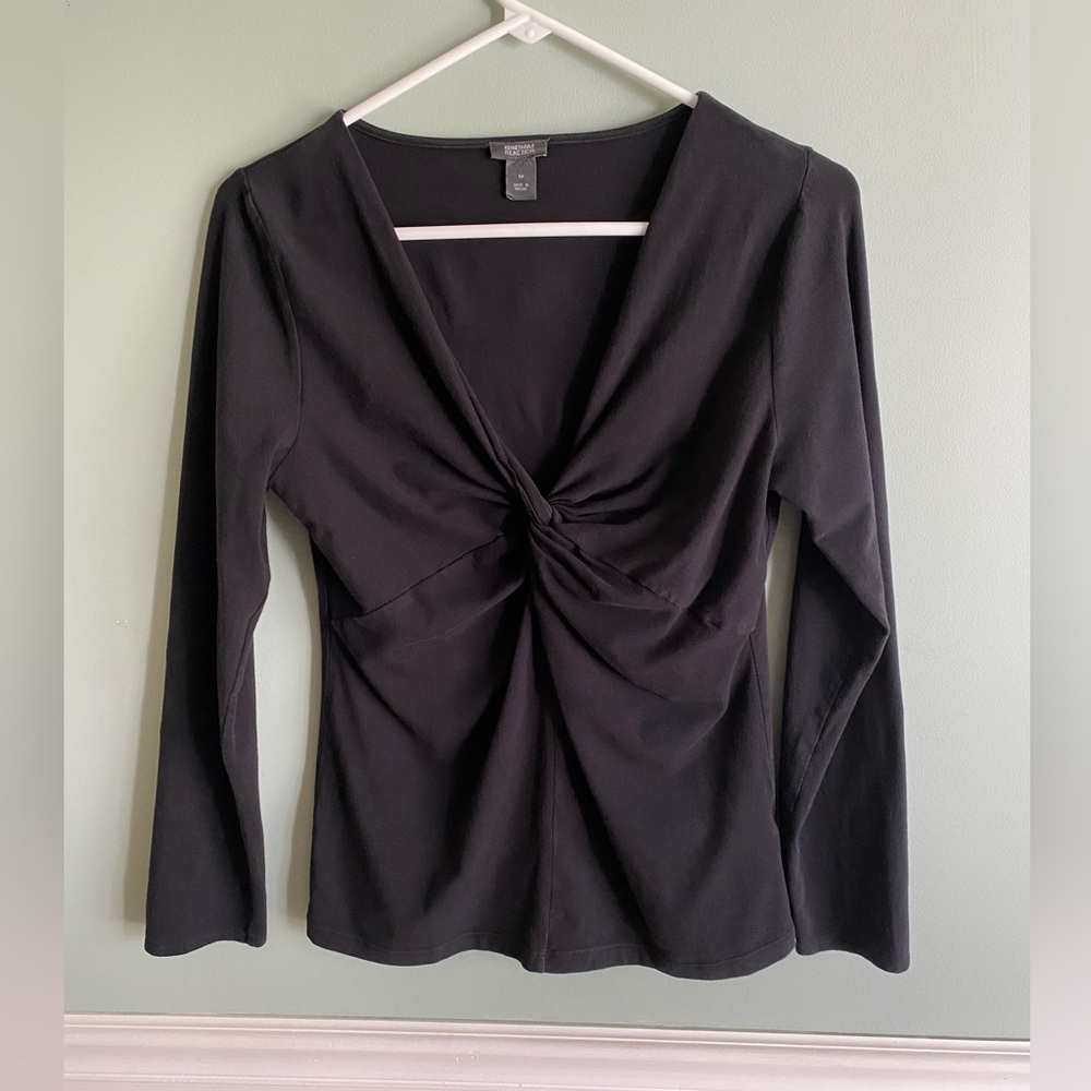 Kenneth Cole Reaction Long-sleeve Black Knit Top – Size M ￼